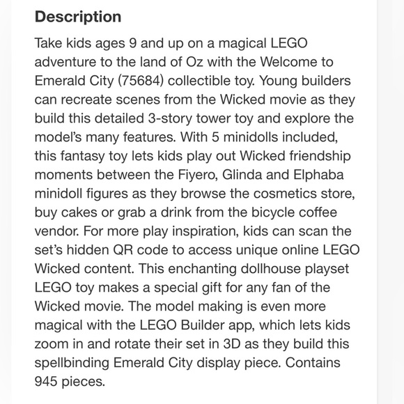 🌀LEGO WICKED WELCOME TO EMERALD CITY COLLECTABLE TOY 2024 -  NEW IN BOX - Picture 9 of 10